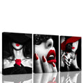 Bedroom Decor for Women Red Lips Black and White Bathroom decor wall art Red Rose Fashion Room Decor Office Modern Art Wall Deco