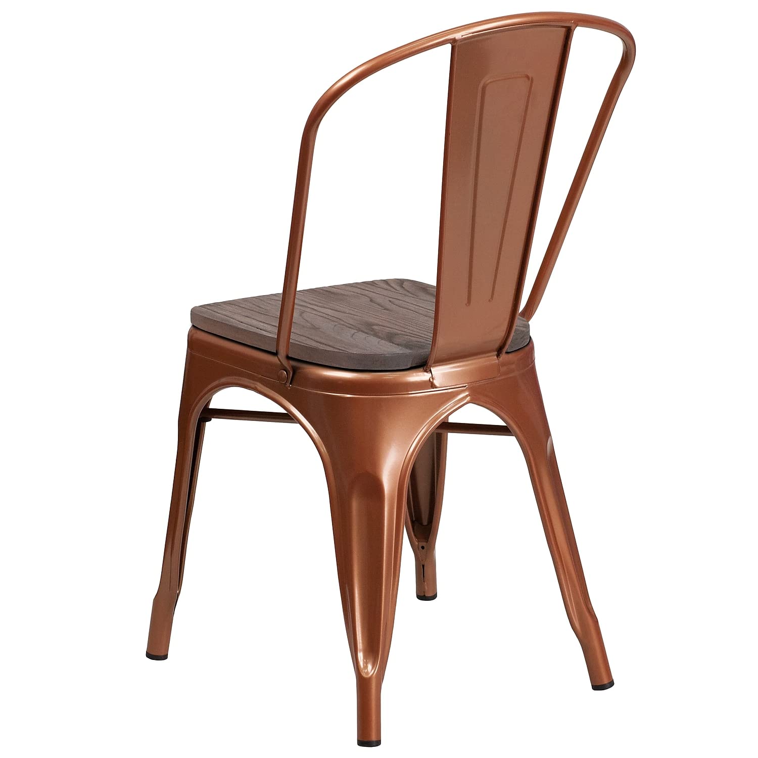 Flash Furniture Tenley Copper Metal Stackable Chair with Wood Seat