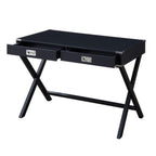 Acme Amenia Wooden Rectangular 2-Drawer Writing Desk with X-Shaped Base in Black