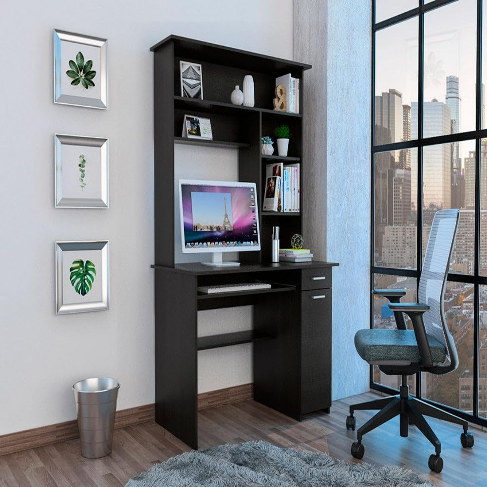 Computer Desk Acequia, Multiple Shelves, Office - Black