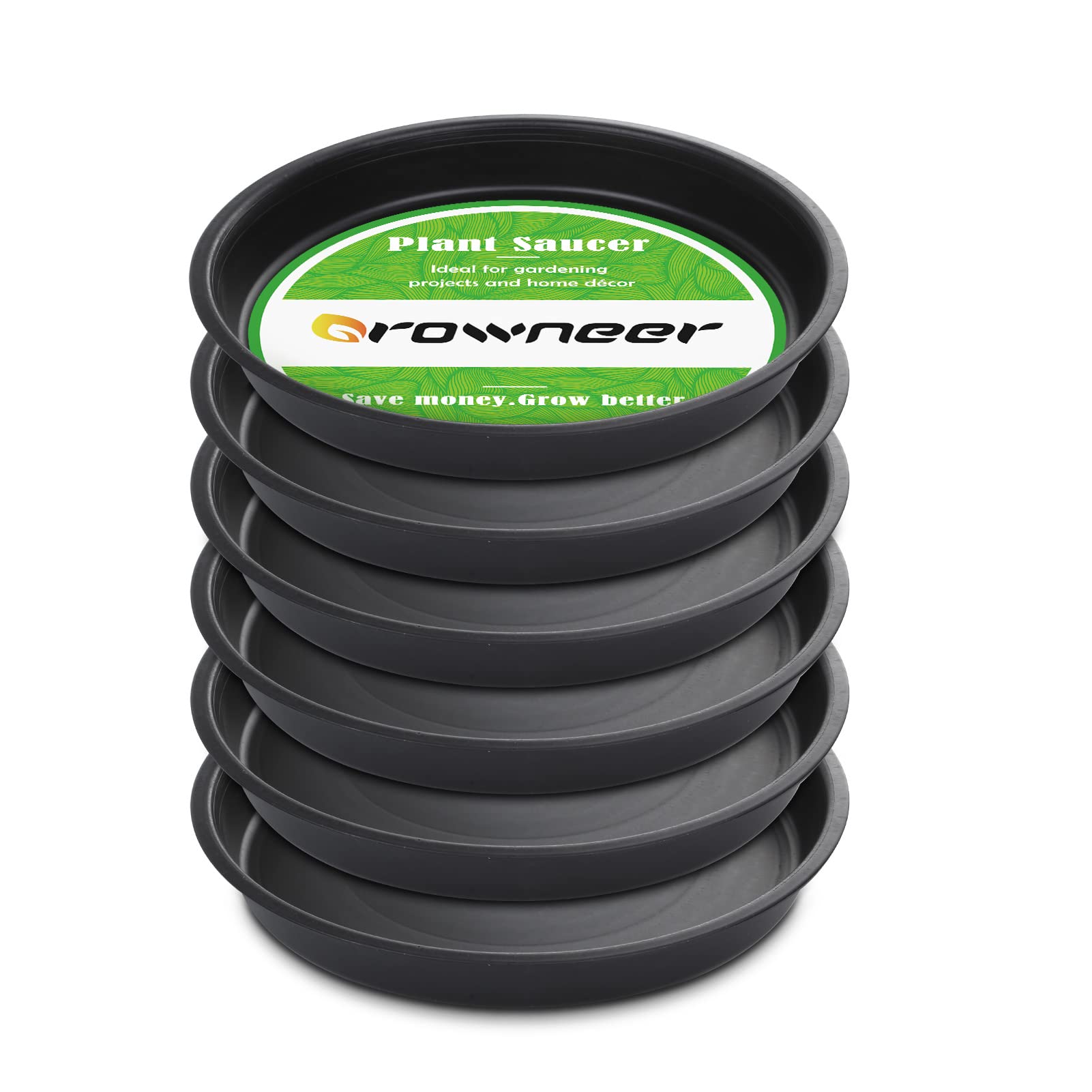 Growneer 8 Inches Plant Saucer 6 Packs Plant Drip Trays,Plastic Plant Saucers For Indoors Outdoors,Bird Bath Bowls,Thick Heavy S