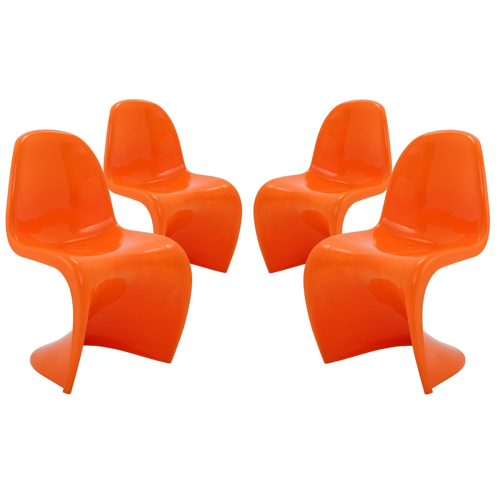 Modway Slither Dining Side Chair Set Of 4 In Orange