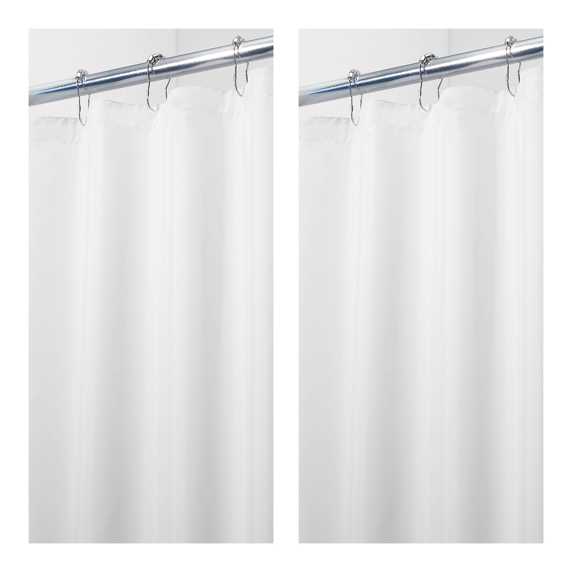 Idesign Solid Polyester Shower Curtain - 12 Reinforced Buttonholes - 72' X 72' - Set Of 2 - White