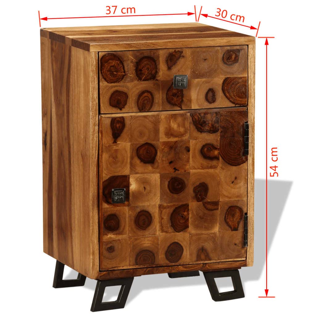 vidaXL Solid Sheesham Wood Nightstand - Thumbnail 3