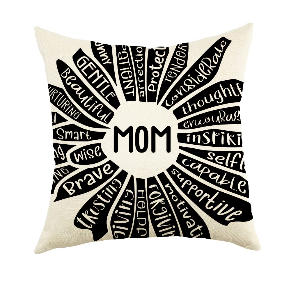 Ogiselestyle Happy Mother'S Day Throw Pillow Cover, 18 X 18 Inch Mom Gift Cushion Case Decoration For Sofa Couch
