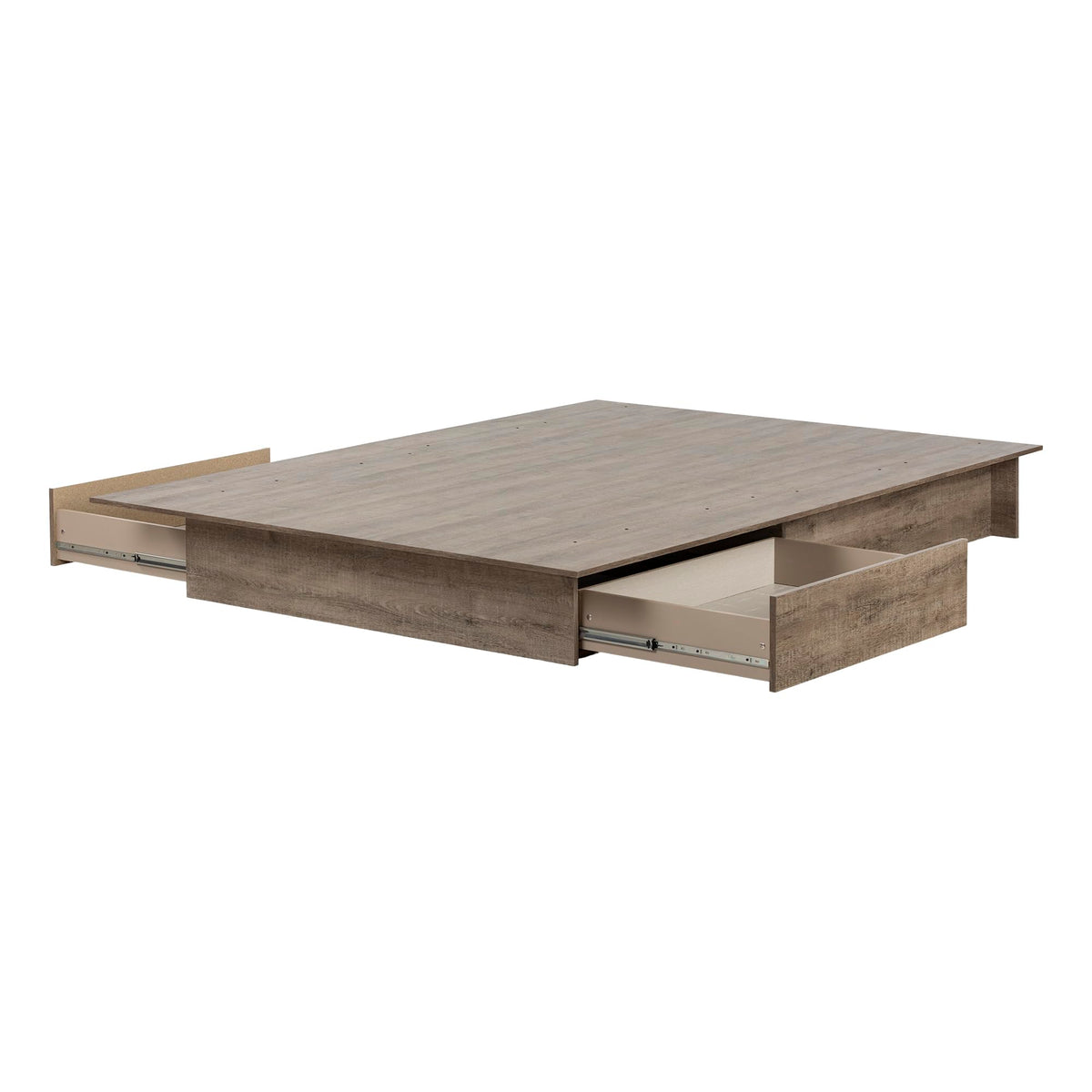 South Shore Step One Platform Bed With Drawers, Full/Queen, Weathered Oak