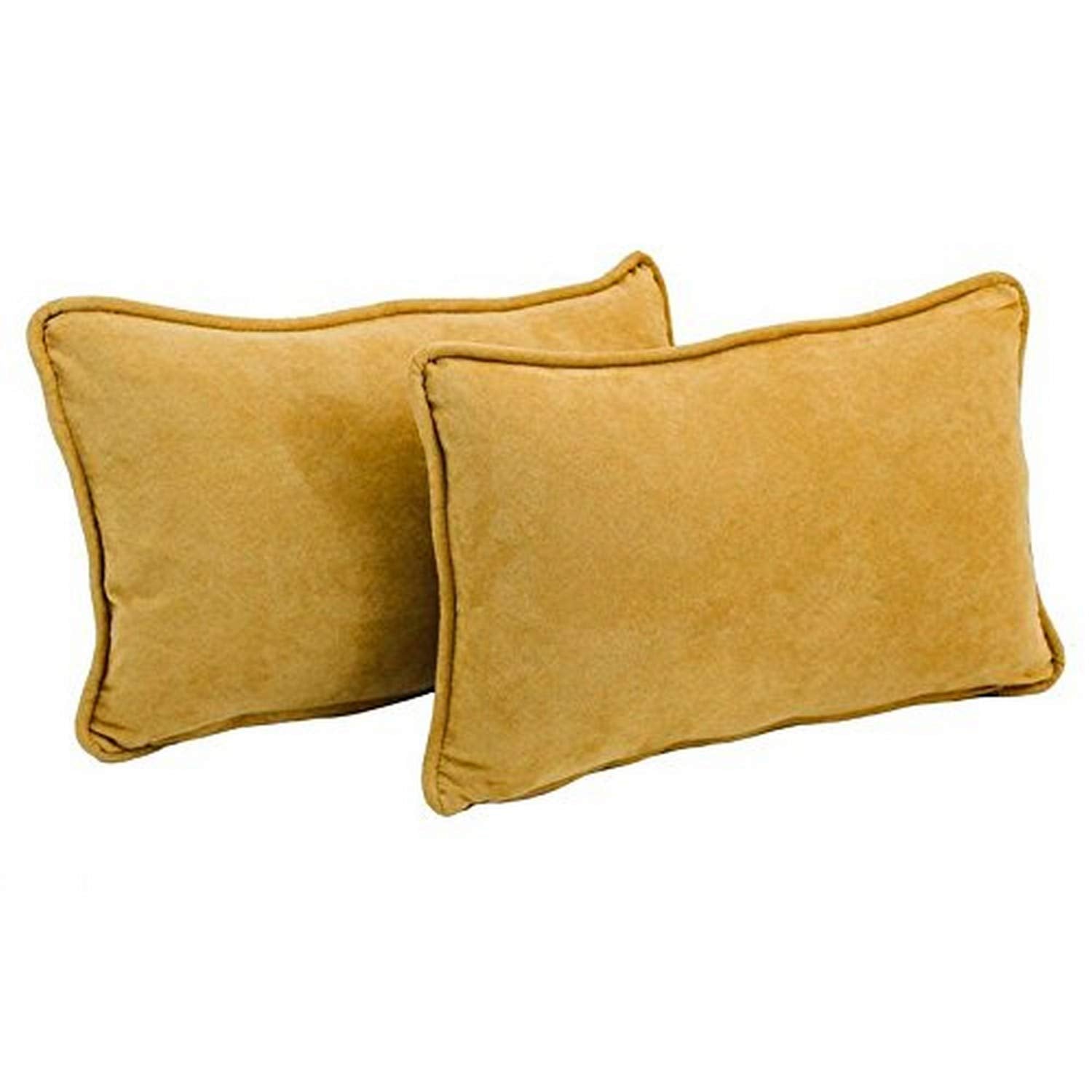 Blazing Needles Corded Solid Microsuede Rectangular Throw Pillows with Inserts (Set of 2), 20" by 12", Lemon