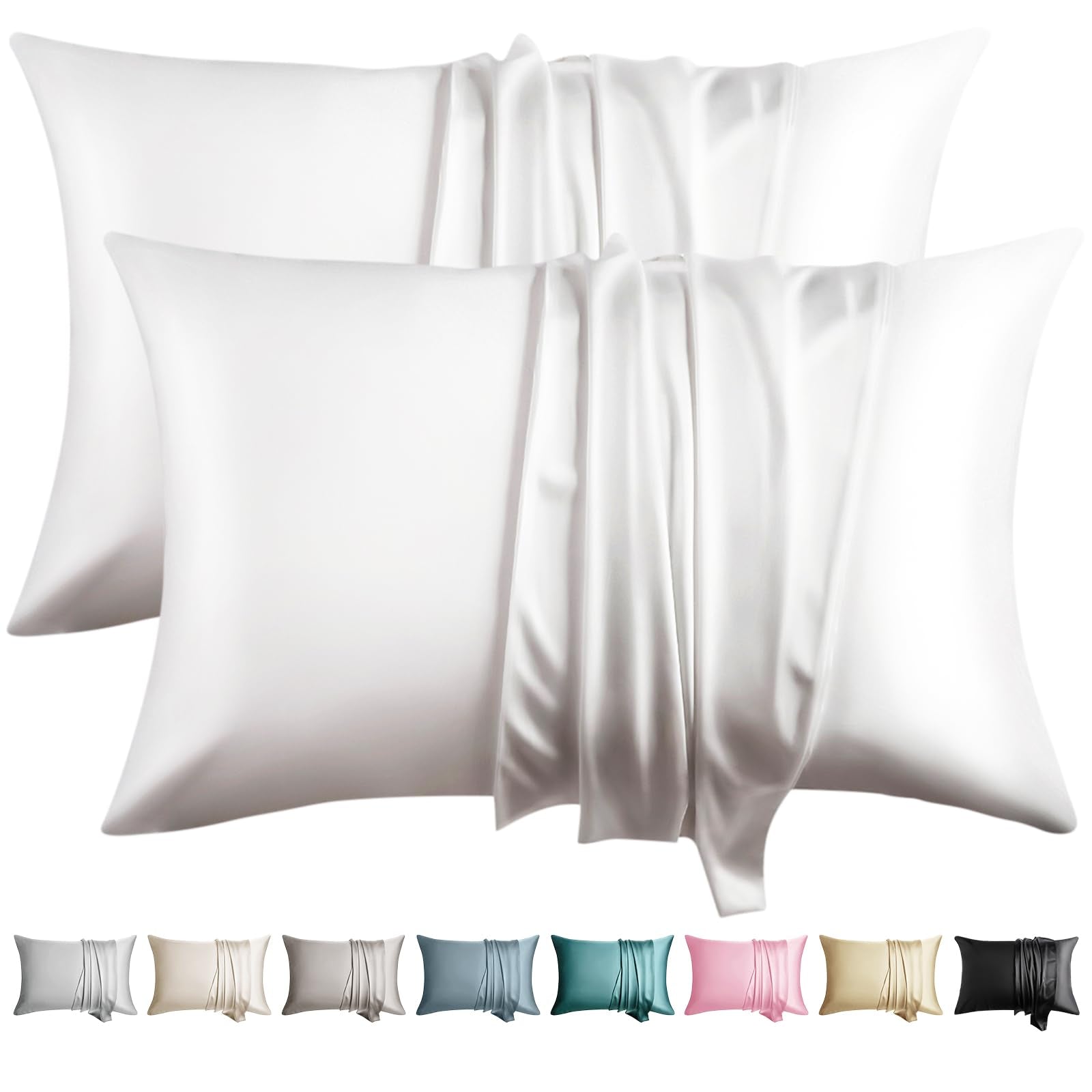Wlosj 100% Silk Pillow Cases 2 Pack Queen Size Mulberry Silk Pillowcase For Hair And Skin Set Of 2 Highest Grade 6A Silk Soft Br
