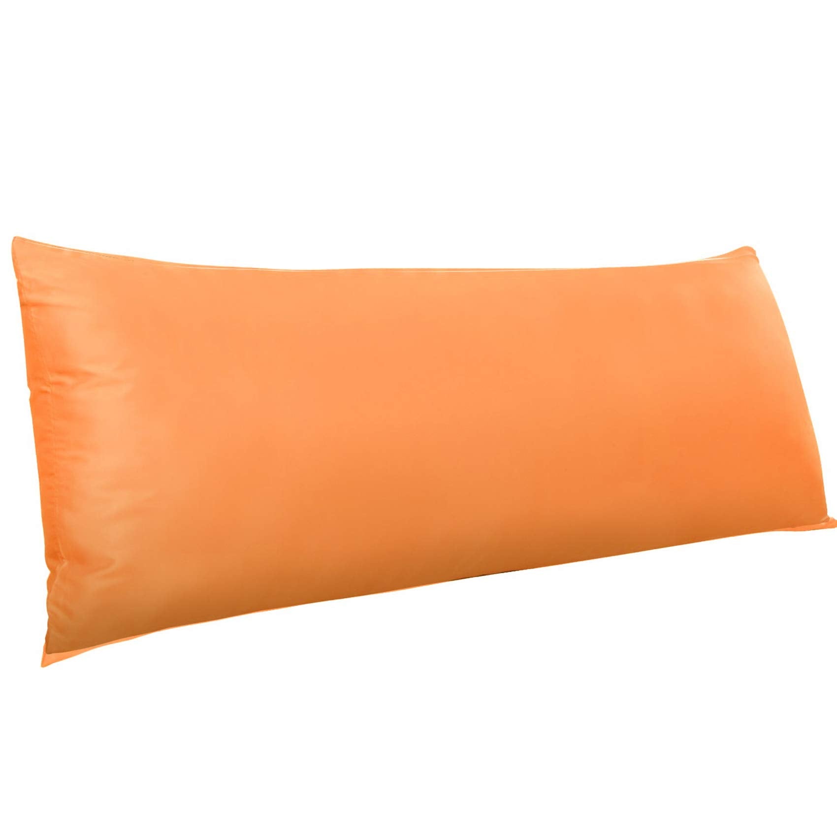 Ntbay Zippered Satin Body Pillow Pillowcase, Silky Slip Cooling Body Pillow Cover, Long Side Hidden Zipper, 20X54 Inches, Orange