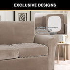 4 Pieces Sofa Covers Stretch Velvet Couch Covers For 3 Cushion Sofa Slipcovers Soft Sofa Slip Covers Furniture Covers With 3 Individual Seat Cushion Covers, Machine Washable (X-Large, Taupe)