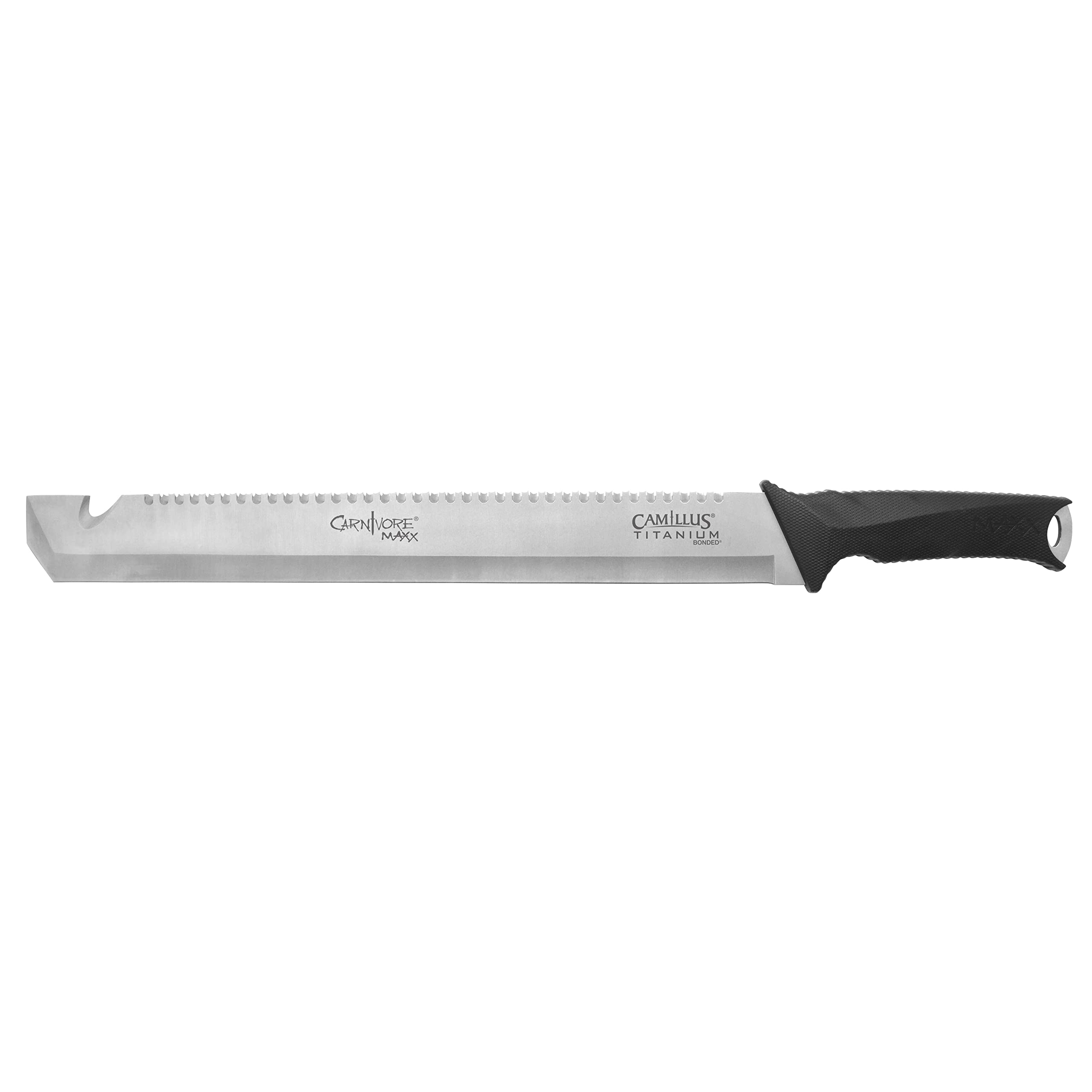 Camillus 19483 Carnivore Machete With Molded Sheath And Quad Grind Saw, Black, 16.25 Inches