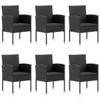 vidaXL Patio Dining Set 7 Piece Garden Outdoor Lawn Yard Terrace Balcony Backyard Table and Chair Seat Seating Furniture Poly Rattan Black
