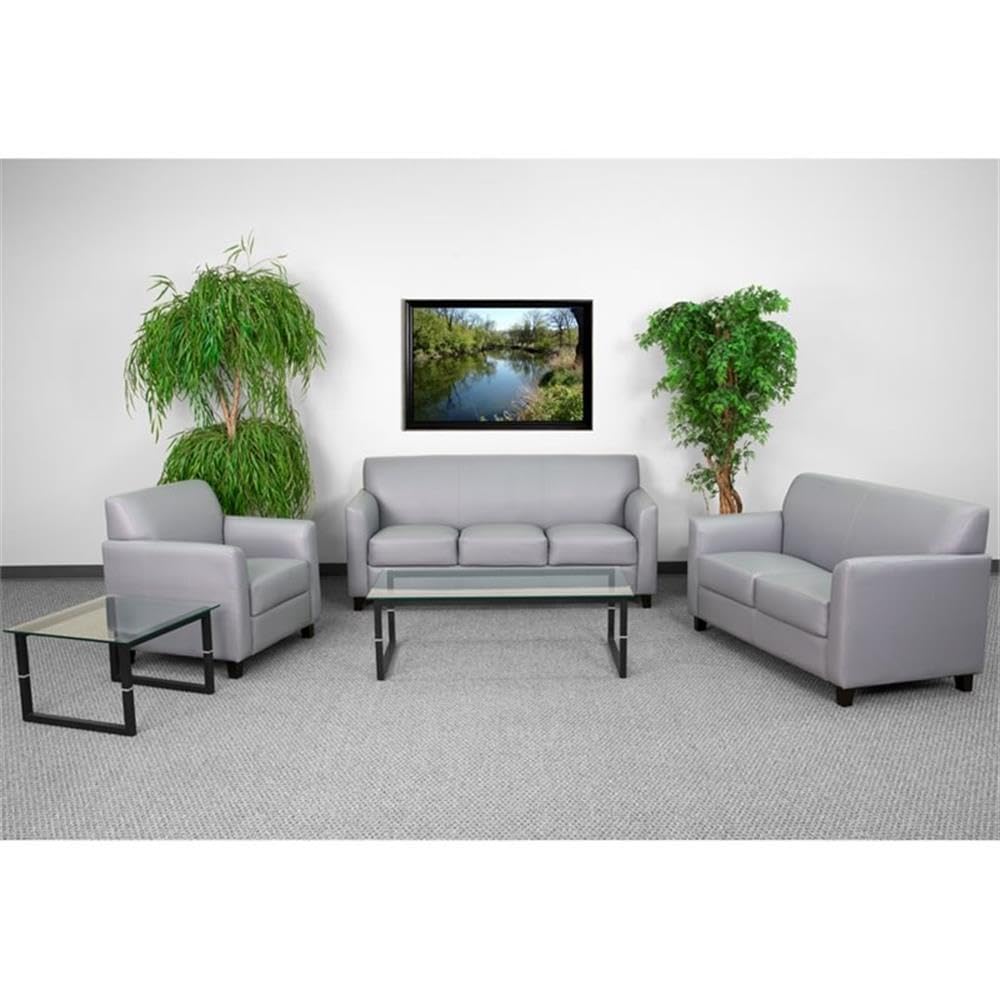 Flash Furniture Hercules Diplomat Series Reception Set In Gray Leathersoft