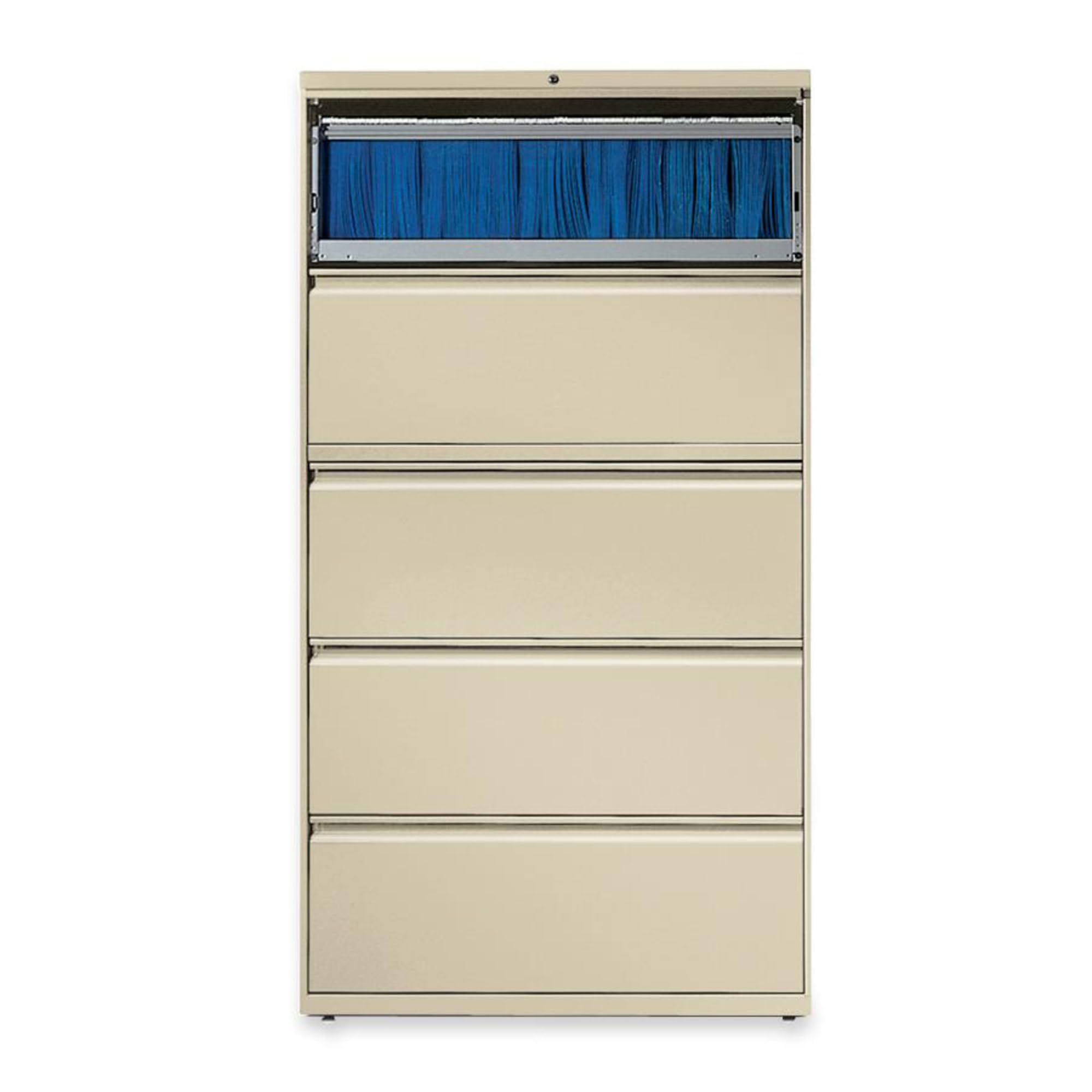 Hon 5-Drawer Lateral File W/Lock-5-Drawer Lateral File W/Lock, 36&quot;X19-1/4&quot;X67&quot;, Putty