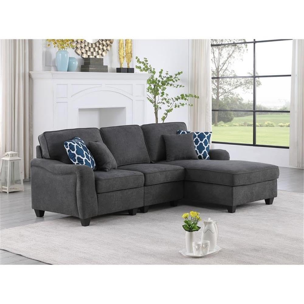 Lilola Home Leo 3pc Sectional Sofa Chaise - Thumbnail 4
