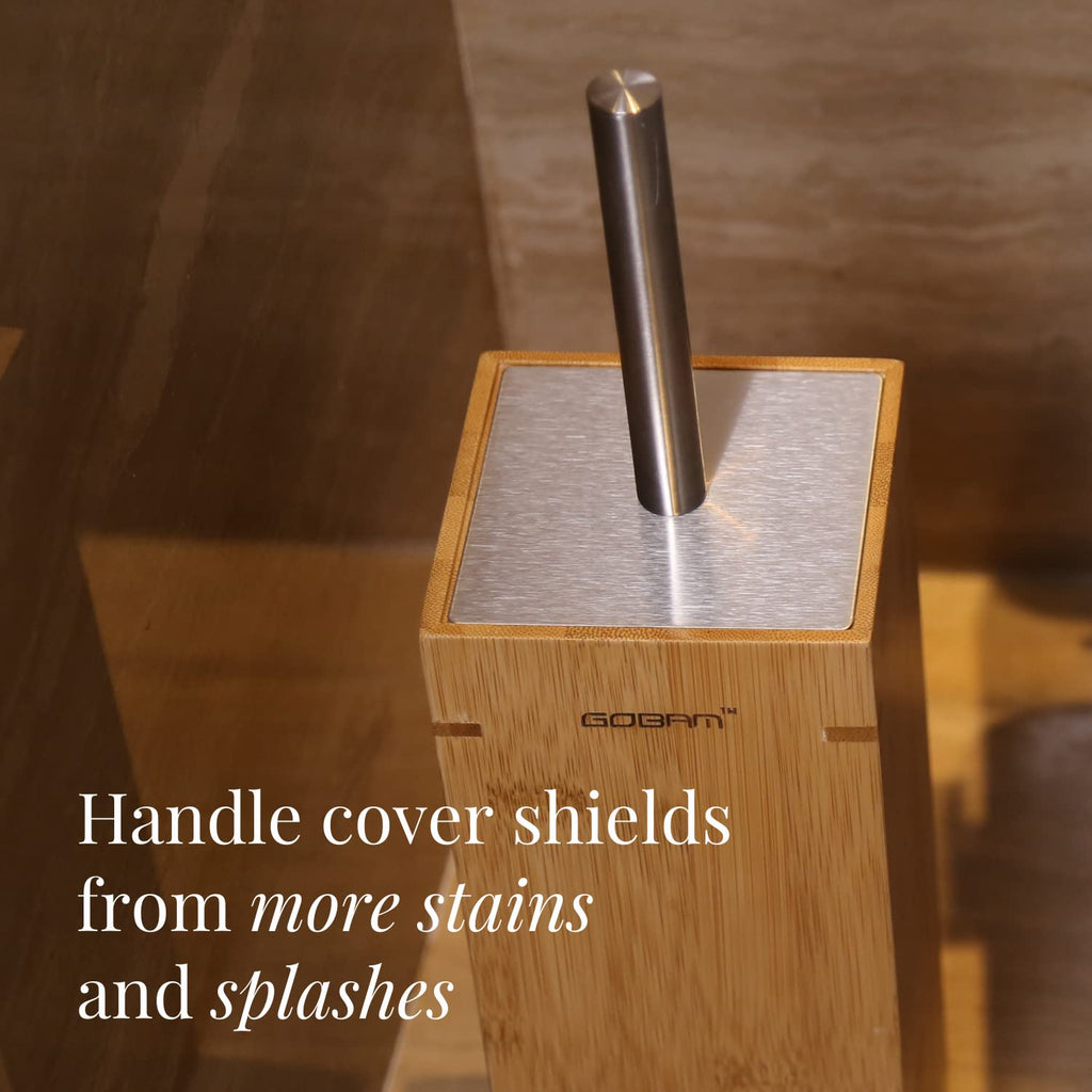 Gobam Bamboo Toilet Bowl Cleaner With Holder For All Toilet Types - Hidden Stainless Steel Toilet Brush - Bathroom Cleaning Brus