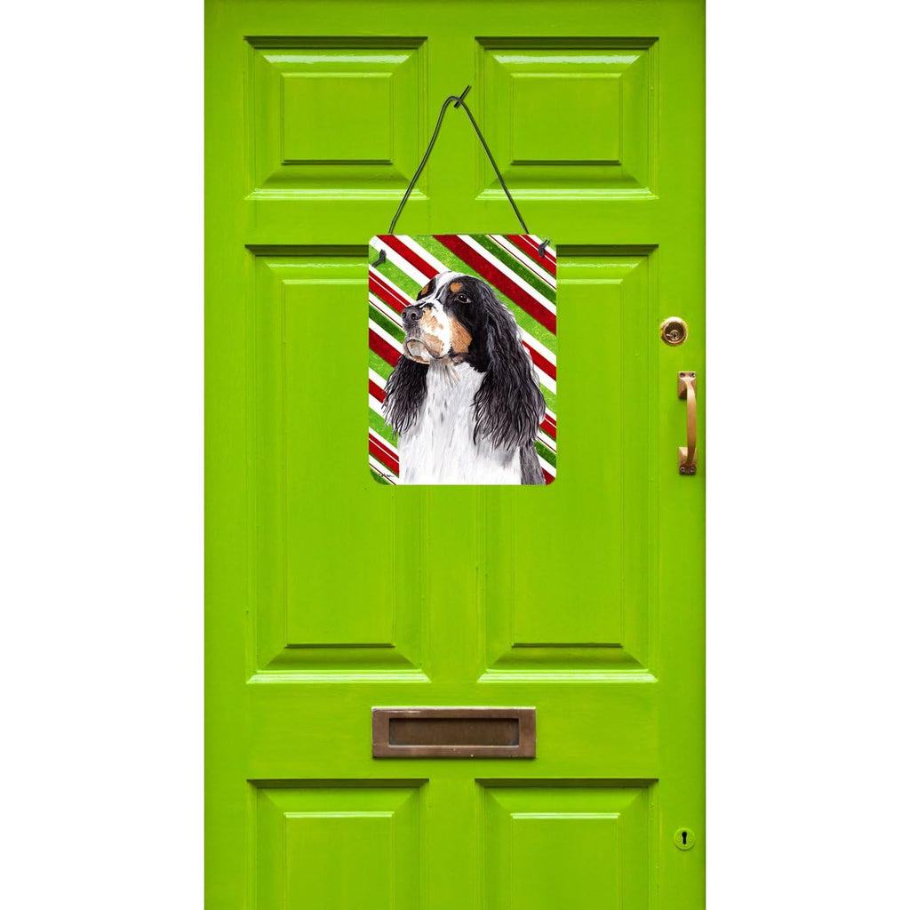 Caroline'S Treasures Sc9321Ds1216 Springer Spaniel Candy Cane Holiday Christmas Wall Or Door Hanging Prints Aluminum Metal Sign