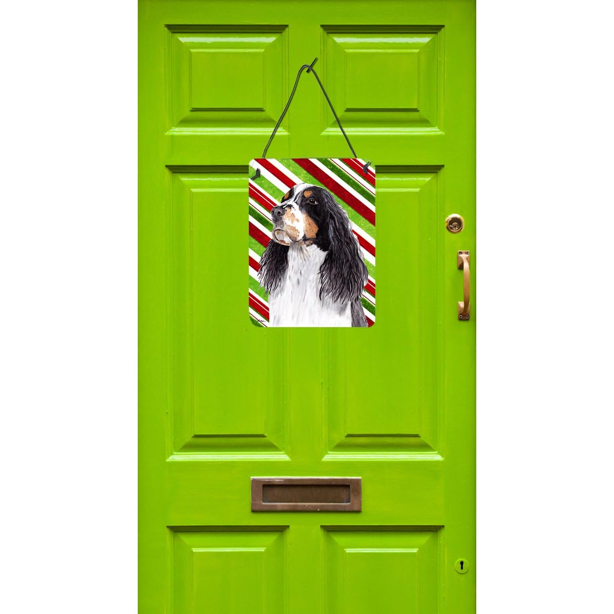 Caroline'S Treasures Sc9321Ds1216 Springer Spaniel Candy Cane Holiday Christmas Wall Or Door Hanging Prints Aluminum Metal Sign