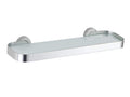 Cortesi Home Milo Contemporary Stainless Steel Glass Vanity Shelf, Chrome, 16
