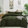 Clothknow Army Green Comforter Set Queen 3 Pieces Dark Green Bedding Comforter Sets Hunter Green Queen Comforter Olive Green Que