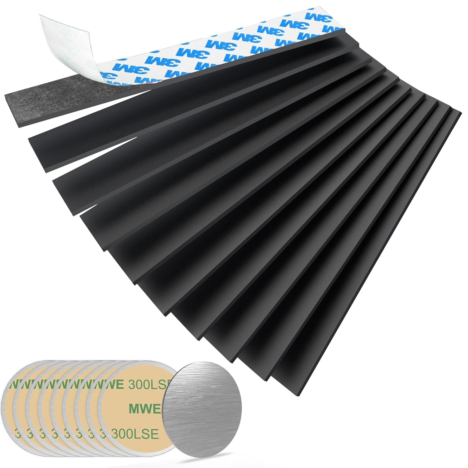 Magnetic Strips With Adhesive Backing Magnet : Heavy Duty Sticky Magnet For Diy Projects - 10 Pack With Metal Plates - Cut To Sh