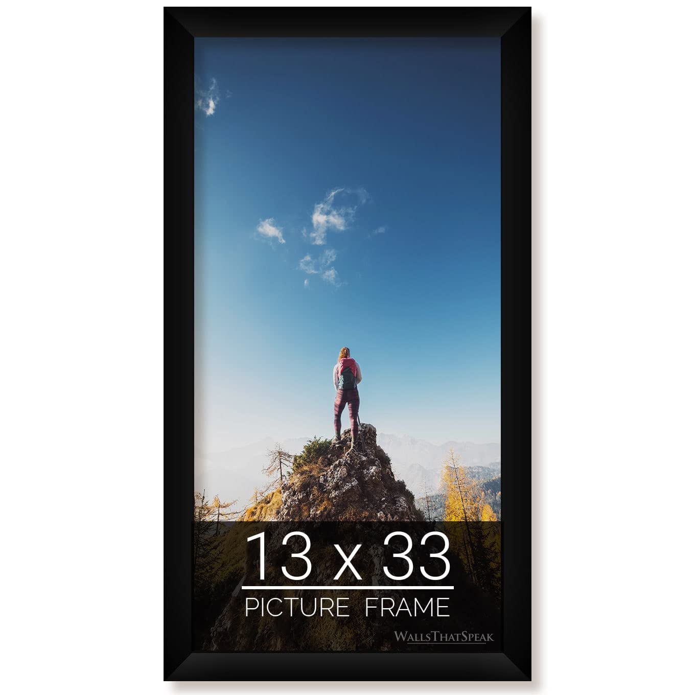 wallsthatspeak 13x33 Black Picture Frame for Puzzles Posters Photos or Artwork