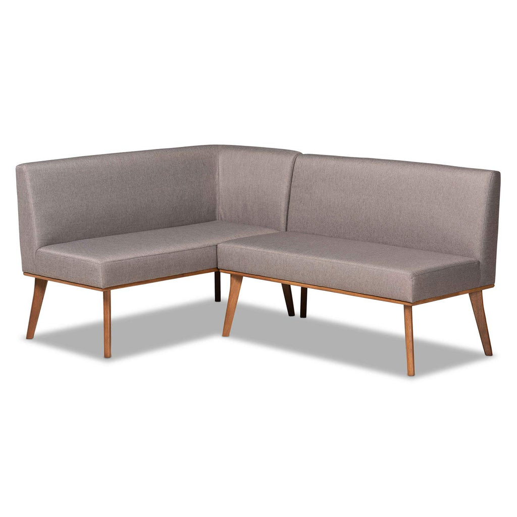 Baxton Studio Odessa Mid-Century Modern Grey Fabric Upholstered and Walnut Brown Finished Wood Dining Chair