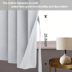 Jiuzhen Blackout Curtains With Tiebacks - Thermal Insulated, Light Blocking And Noise Reducing Grommet Curtain Drapes For Bedroom And Living Room, Set Of 2 Panels, Greyish White, 38 X 45 Inch Length