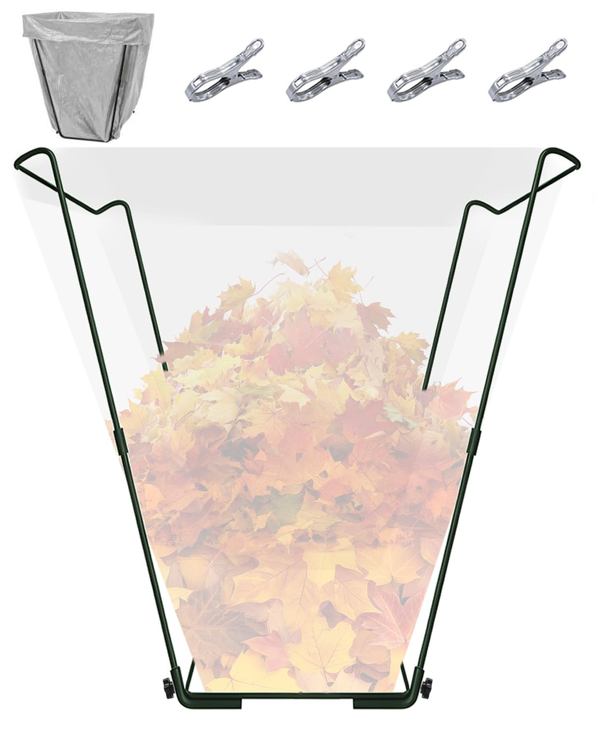 Jayhalo Outdoor Trash Bag Holder Stand 30-45 Gal, Portable Garbage Bag Holder Frame for Garden Camping Portable Trash Can, Leaf 
