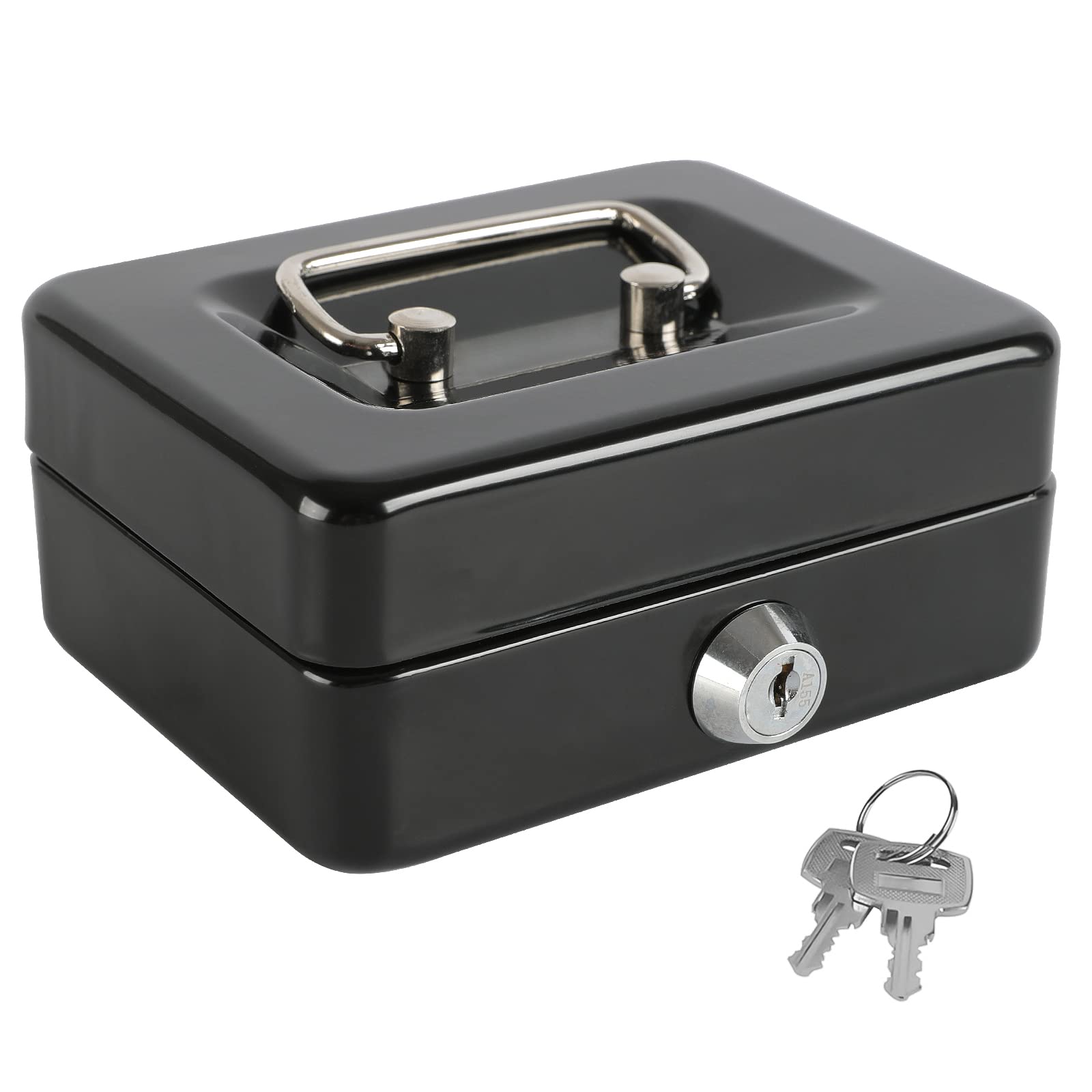 Xydled Locking Steel Mini Cash Box With Removable Coin Tray And Key Lock For Kids,4.92' X 3.74' X 2.36',Black