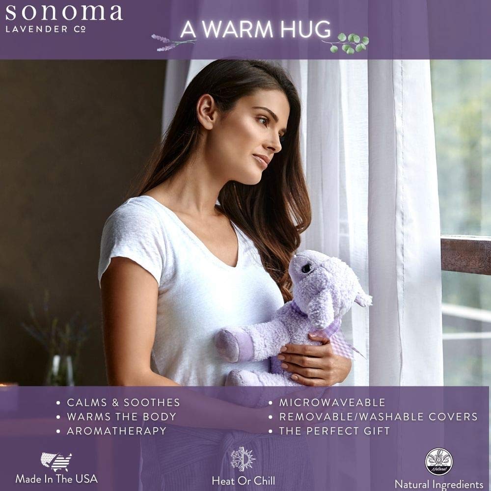 Sonoma Lavender Microwaveable Aromatherapy Pillow, Plush Bear, Lavender Scented With Removable Washable Cover, Lou The Lavender