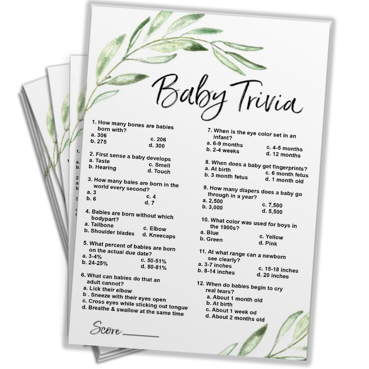 AllNeedz Baby Shower Game Cards (Baby Trivia) for Themed Events | Baby Shower Placards (Cardstock) Card Game Kit (Set of 15pcs)