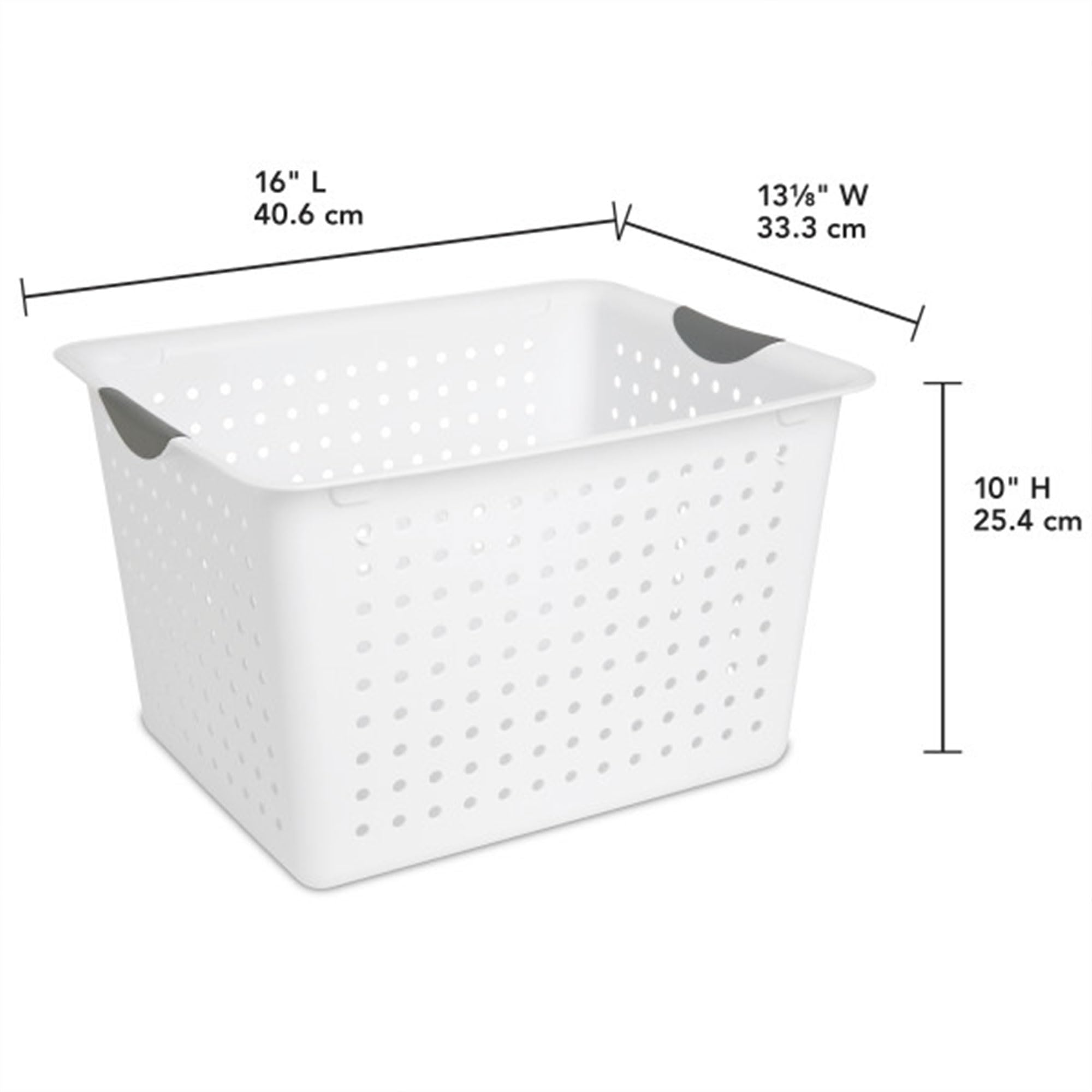 Sterilite Deep Ultra Basket, Closet Organizer Bin, Cabinets, Pantry, Shelving And Countertop Space Open Container, White, 18-Pac