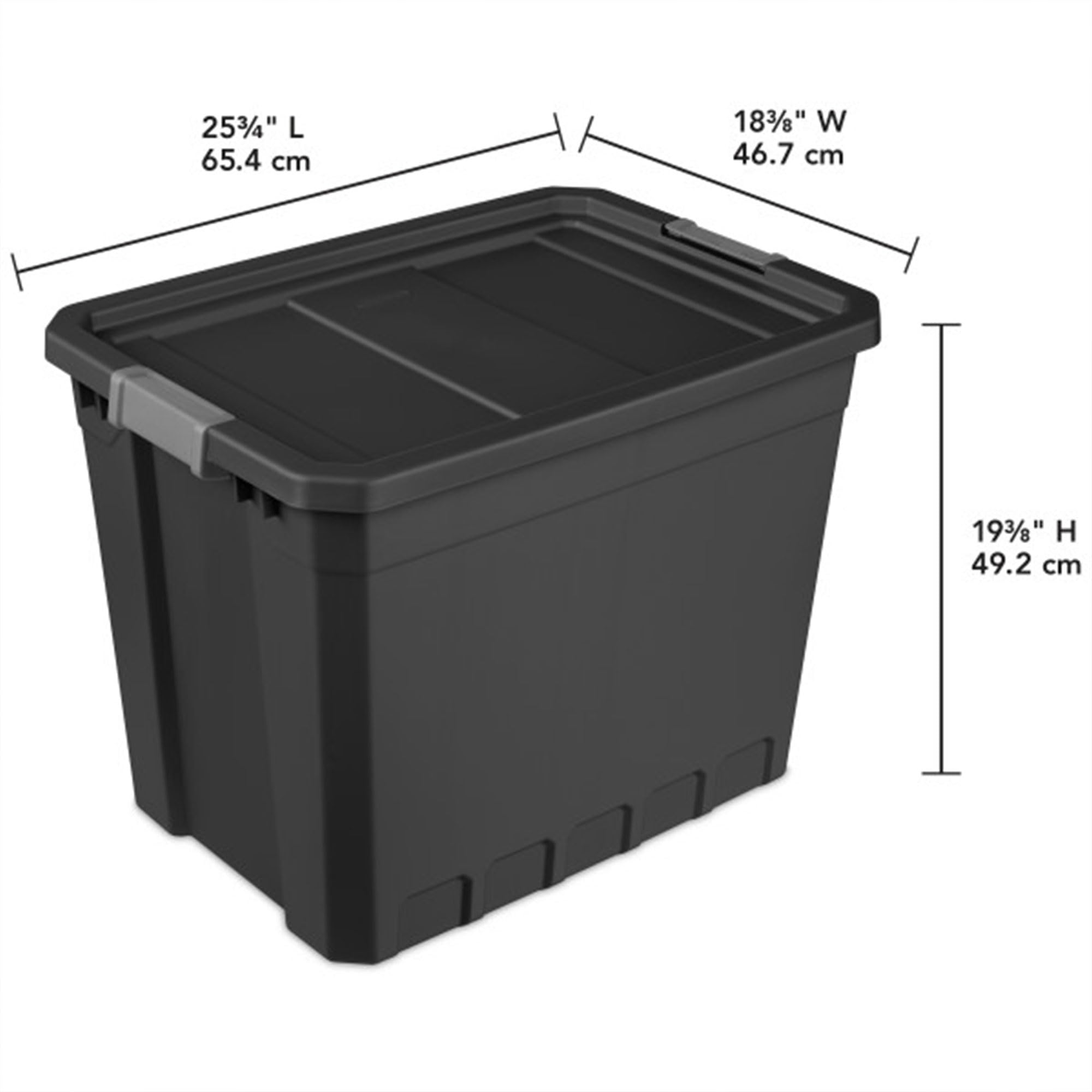 Sterilite 27 Gallon Plastic Stacker Tote, Heavy Duty Lidded Storage Bin Container For Stackable Garage And Basement Organization
