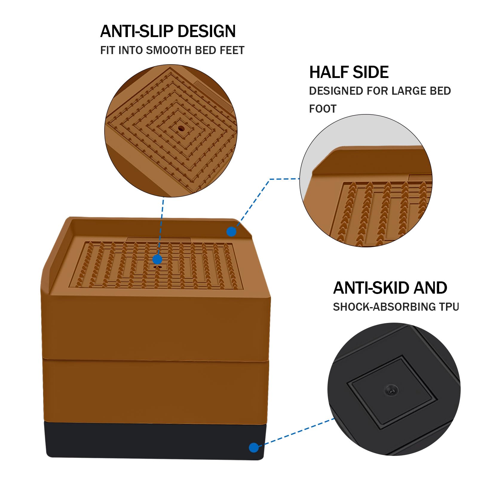 Annkut Bed Furniture Risers 3 Inch, Square Adjustable Risers Blocks For Bed Sofa Table And Couch Lift To 1.5 Or 3 Inch,Heavy Dut
