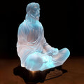 Jesus Statue for Home Decor 8 Sea Glass (Frosted Acrylic) - Meditation Decor with LED Lights - Sculpture for Any Room - Christia