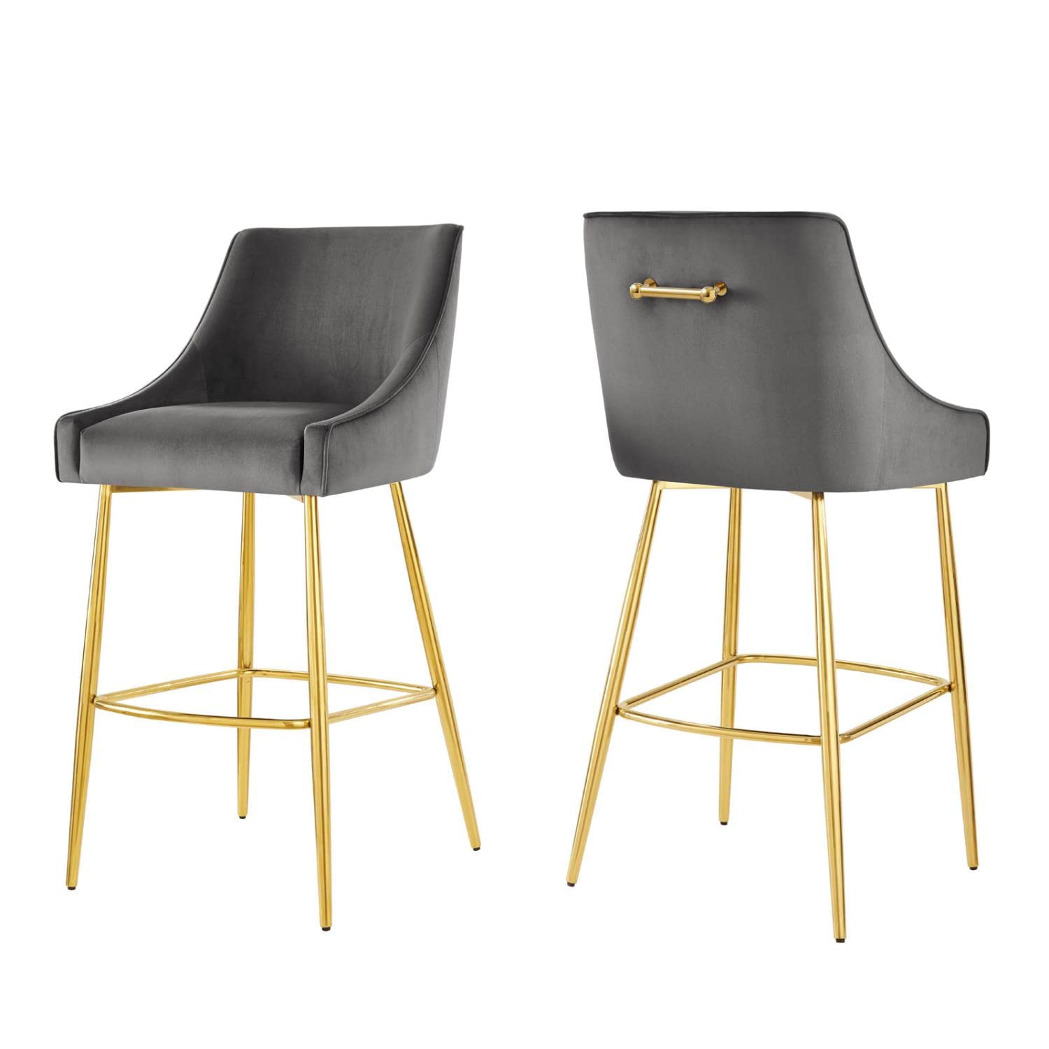 Modway Discern 2 Bar Stools, Pack of 2, Grey