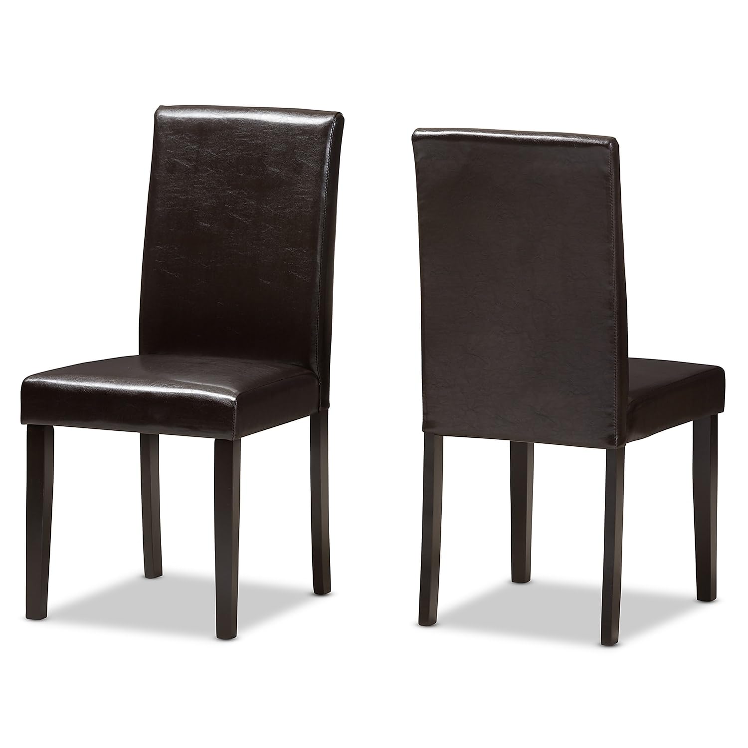 Baxton Studio Mia Contemporary Faux Leather Dining Chair, Dark Brown, 2/Set (142-2PC-8029-HT)