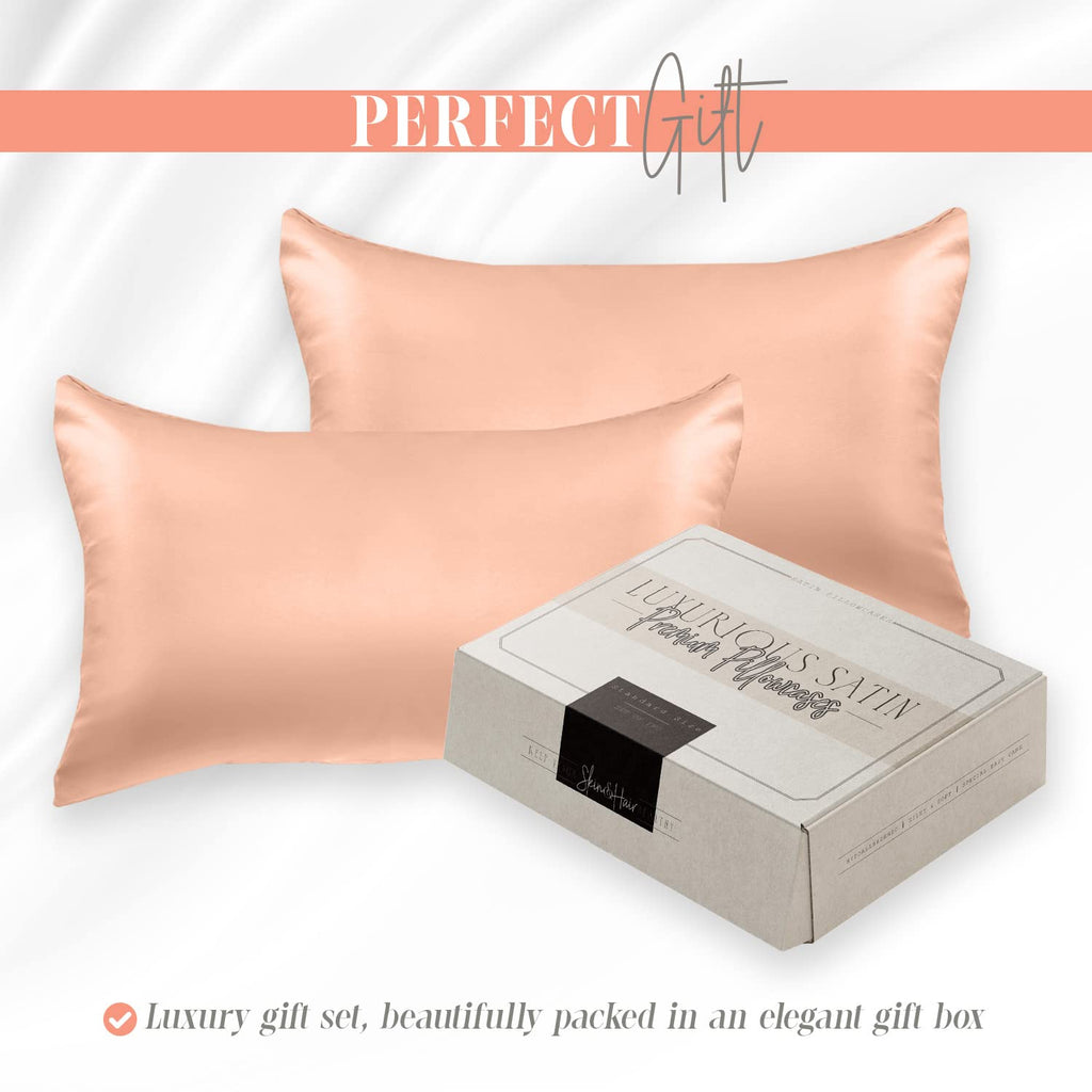 Elegant Comfort Silky And Luxurious 2-Piece Satin Pillowcase Set For Healthier Skin And Hair, Hidden Zipper Closure And Beautifully Packaged, Satin Pillowcase Set, King, Dusty Rose