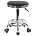 KKTONER Round Rolling Stool with Foot Rest PU Leather Height Adjustment Modern Industrial Metal Style Swivel Spa Salon Tattoo Wo