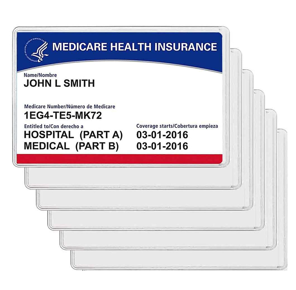 Leader Jin 10 Pack Medicare Card Holder Sleeves - 12Mil Clear PVC, Water Resistant, Soft, White