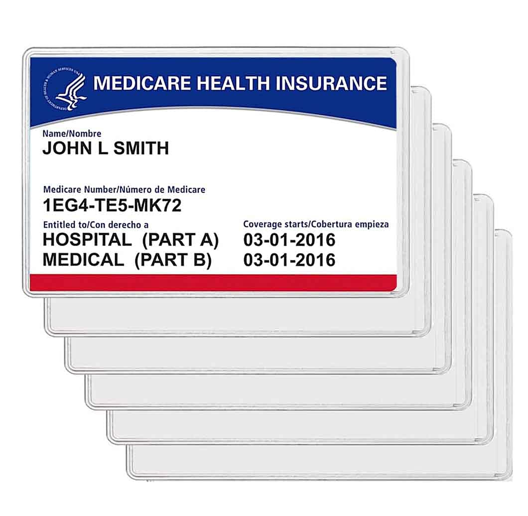Leader Jin 10 Pack Medicare Card Holder Sleeves - 12Mil Clear PVC, Water Resistant, Soft, White