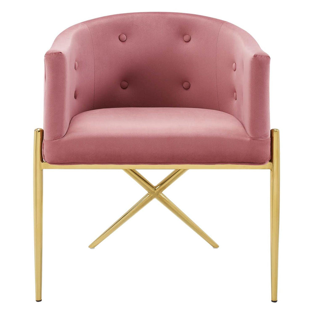 Modway Savour Tufted Performance Velvet Accent Armchair, Dining Chair - Set Of 2, Dusty Rose