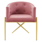Modway Savour Tufted Performance Velvet Accent Armchair, Dining Chair - Set Of 2, Dusty Rose