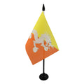 Bhutan Table Flag 4' X 6' - Bhutanese Desk Flag 15 X 10 Cm - Black Plastic Stick And Base - Az Flag