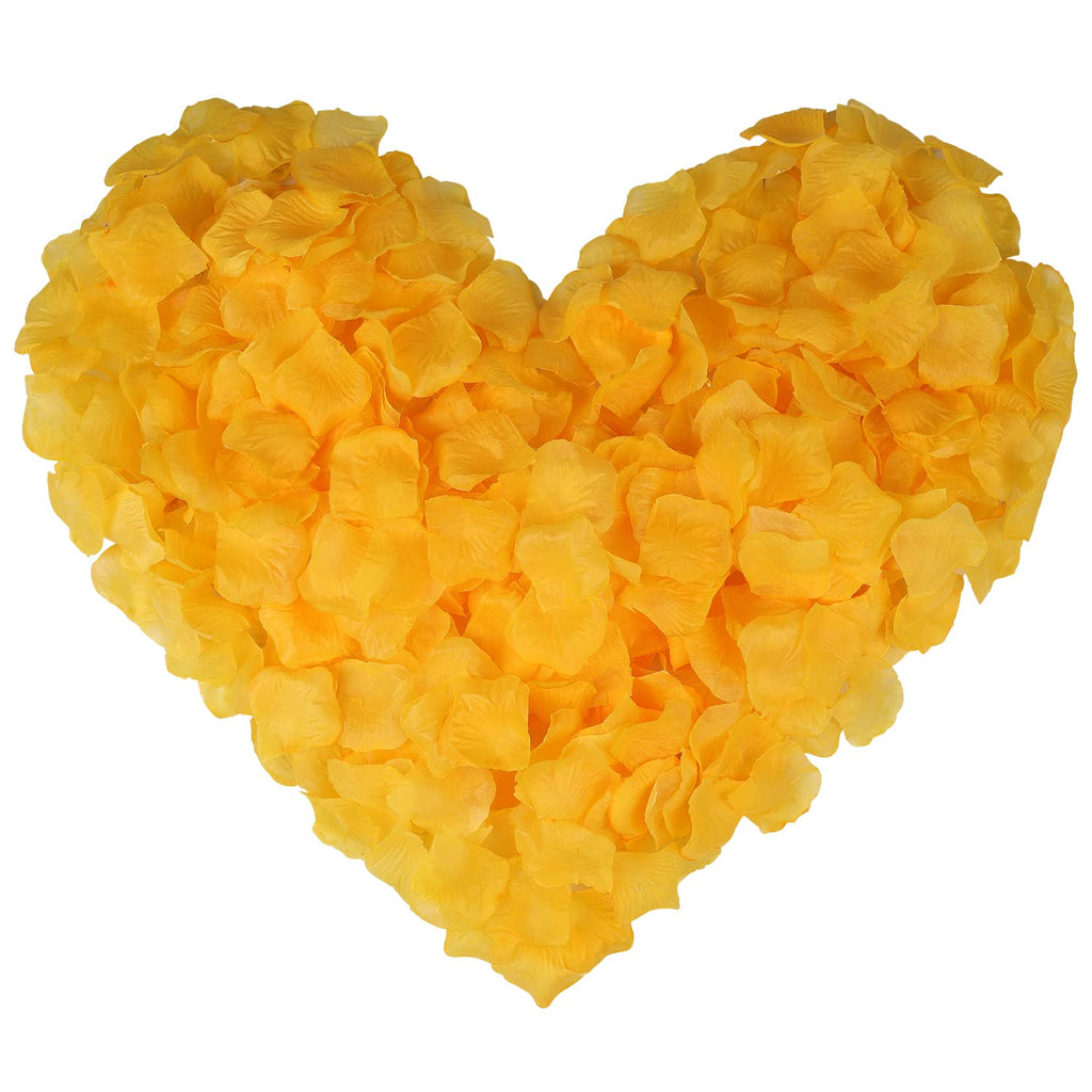 Henzxi 1000 Pcs Royal Yellow Rose Petals, Artificial Flower Petals, for Romantic Night, Wedding, Event, Party, Valentine Decor (