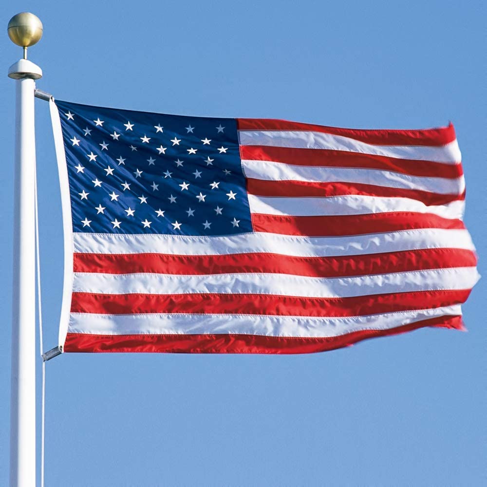 American Flag 3X5 Ft Embroidered Stars, Sewn Stripes, Brass Grommets Usa Us Flag Polyester Durable Long Lasting For Outdoor Use