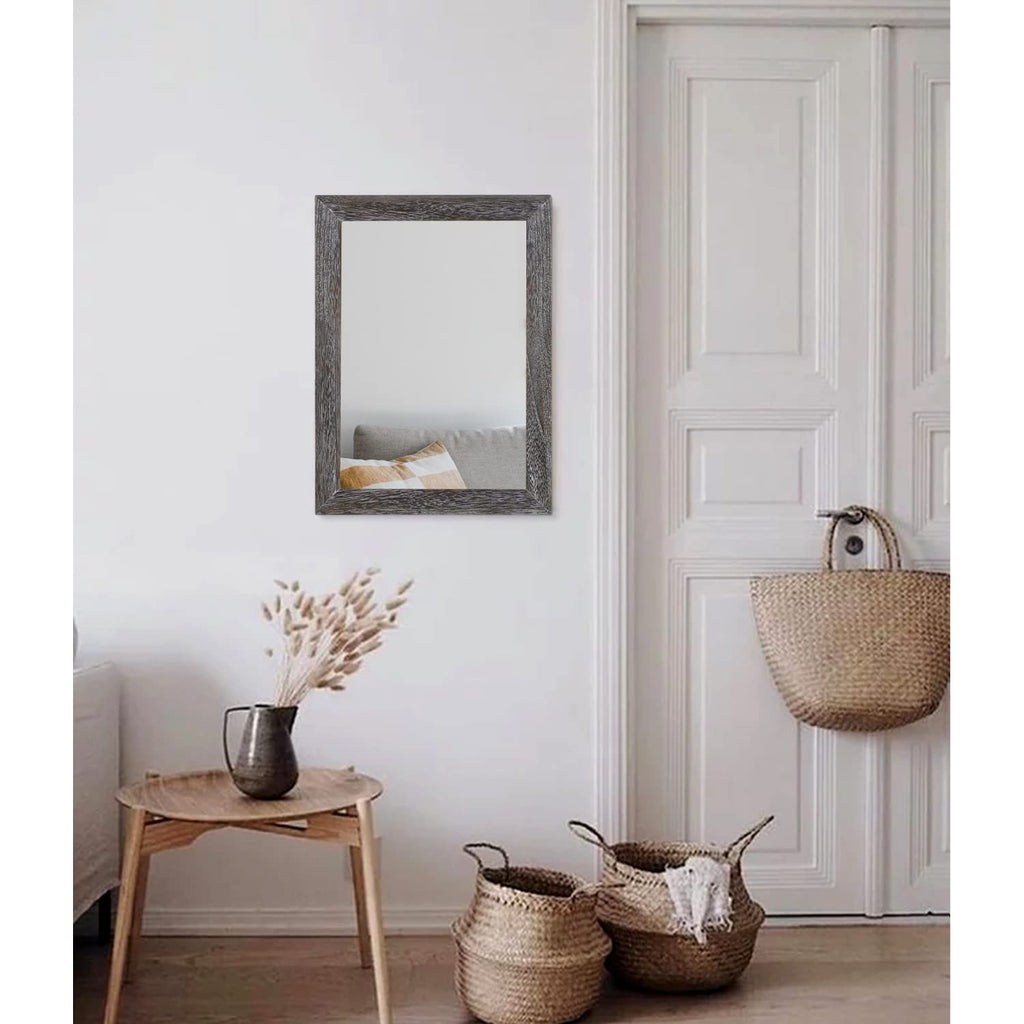 Aazzkang Wall Mirror With Wood Frame Rectangle Rustic Mirror Decorative Farmhouse Bedroom Bathroom Hanging Mirror Wall Decor