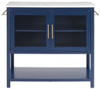 Crosley Furniture Katrina Kitchen Island, Microwave Stand, Coffee Bar with Storage Shelves, Towel Bars, Navy