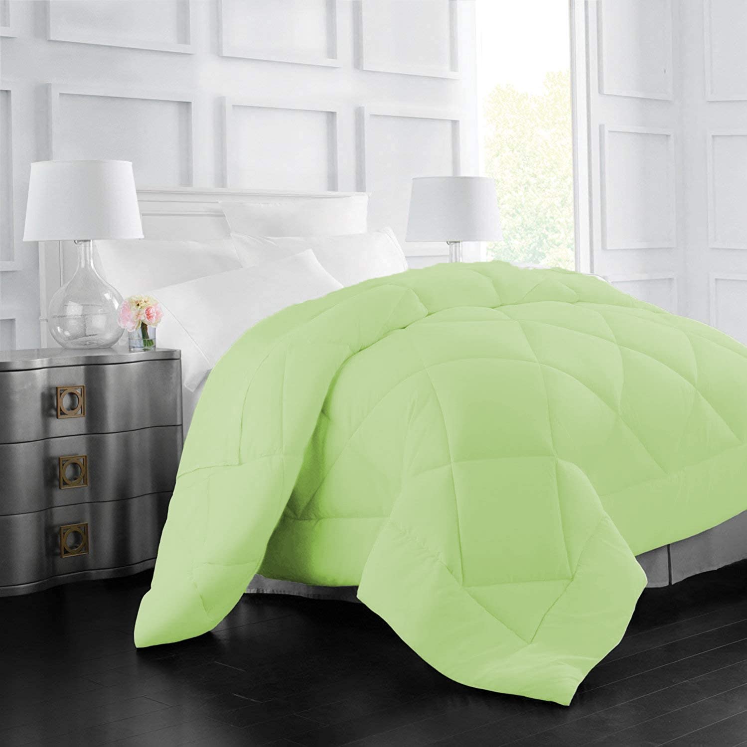 Linenovation Classic All Season 5 Star Hotel Microfiber Duvet/Ac Comforter/Quilt  Mint Green  Single Size 60 Inch X 90 Inc